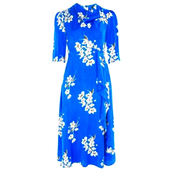 Topshop Women’s Blue Floral Print Midi Dress - Picture 7 of 9